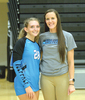 Braelynn Strouth (with head coach Holly Fleming) earned her 1,000th dig against the Lady Bears. PHOTO BY KELLEY PEARSON