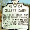 The Virginia Historic Landmark Commission approved the Colley’s Cabin roadside marker XB-24 in 1970.  