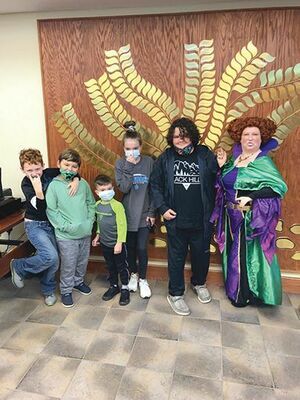 This group enjoyed the movie Hocus Pocus Saturday at the Jettie Baker Center.