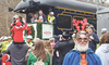 Jeff Meadows displays his festive glasses Saturday during the Santa Train’s stop at Fremont.  JO HAMILTON PHOTO